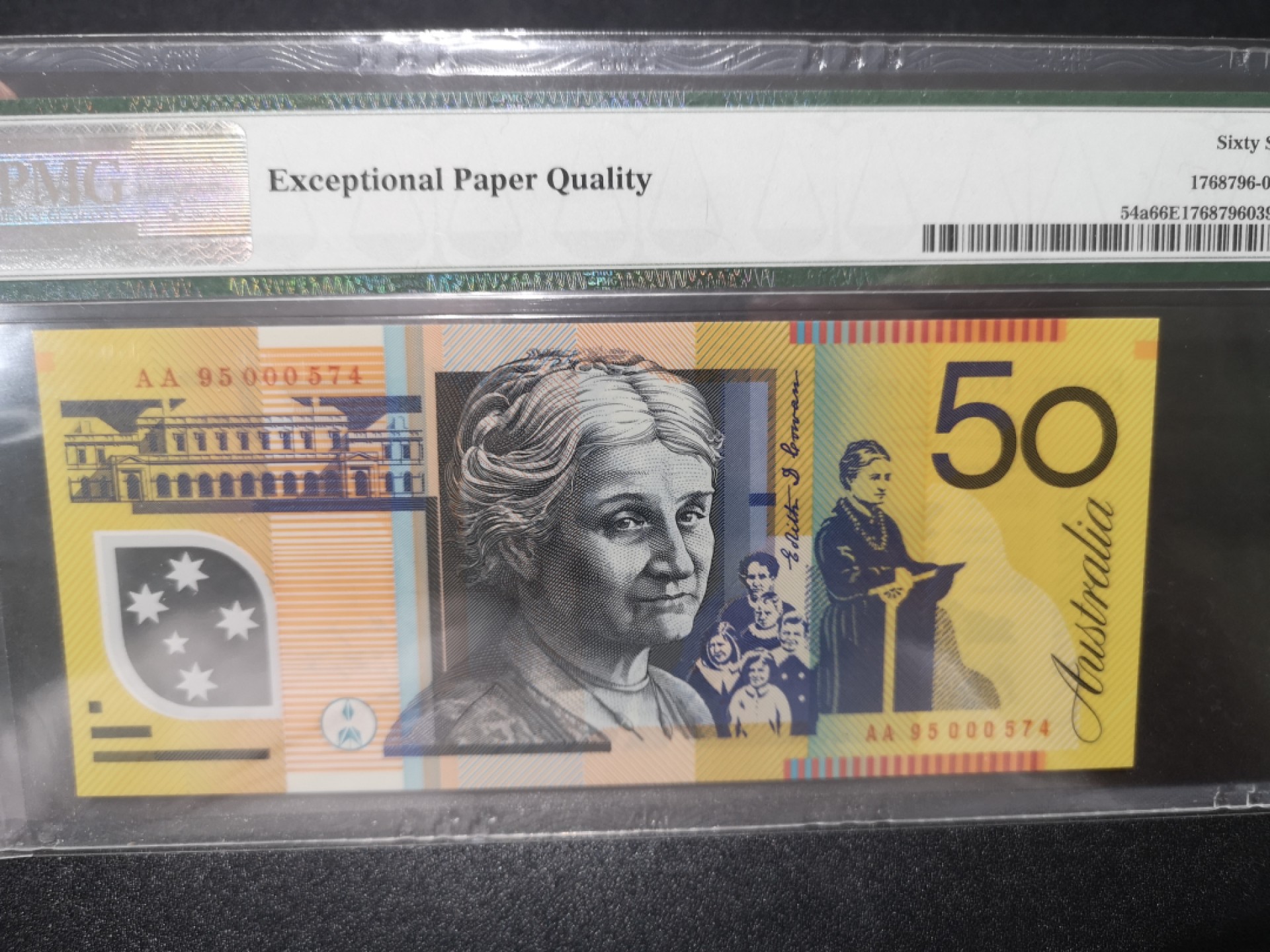 《外钞收藏家》第一百七十九期拍卖 1995年澳大利亚50元 PMG66 AA冠574号 纪念钞