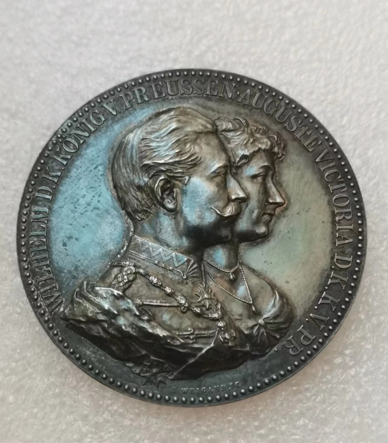 瓶子🏺第40期拍卖会 威廉二世结婚纪念银章（原盒）