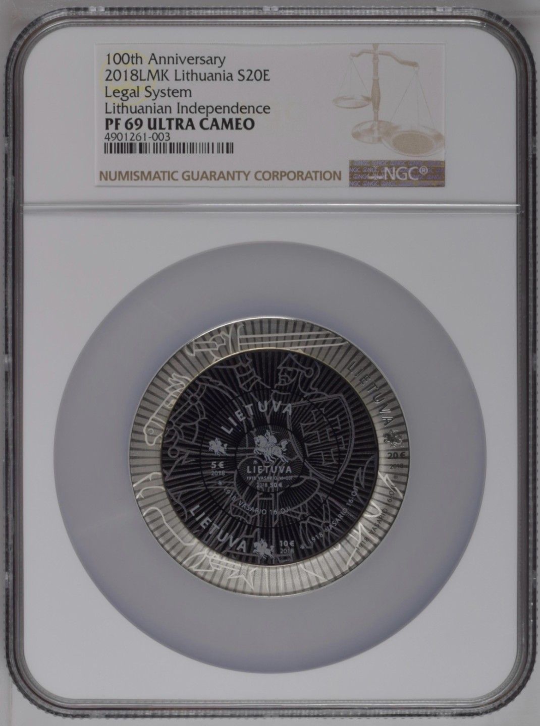 老精稀金银币专场「第7期」 2018年立陶宛建国100周年多层环形精制银币