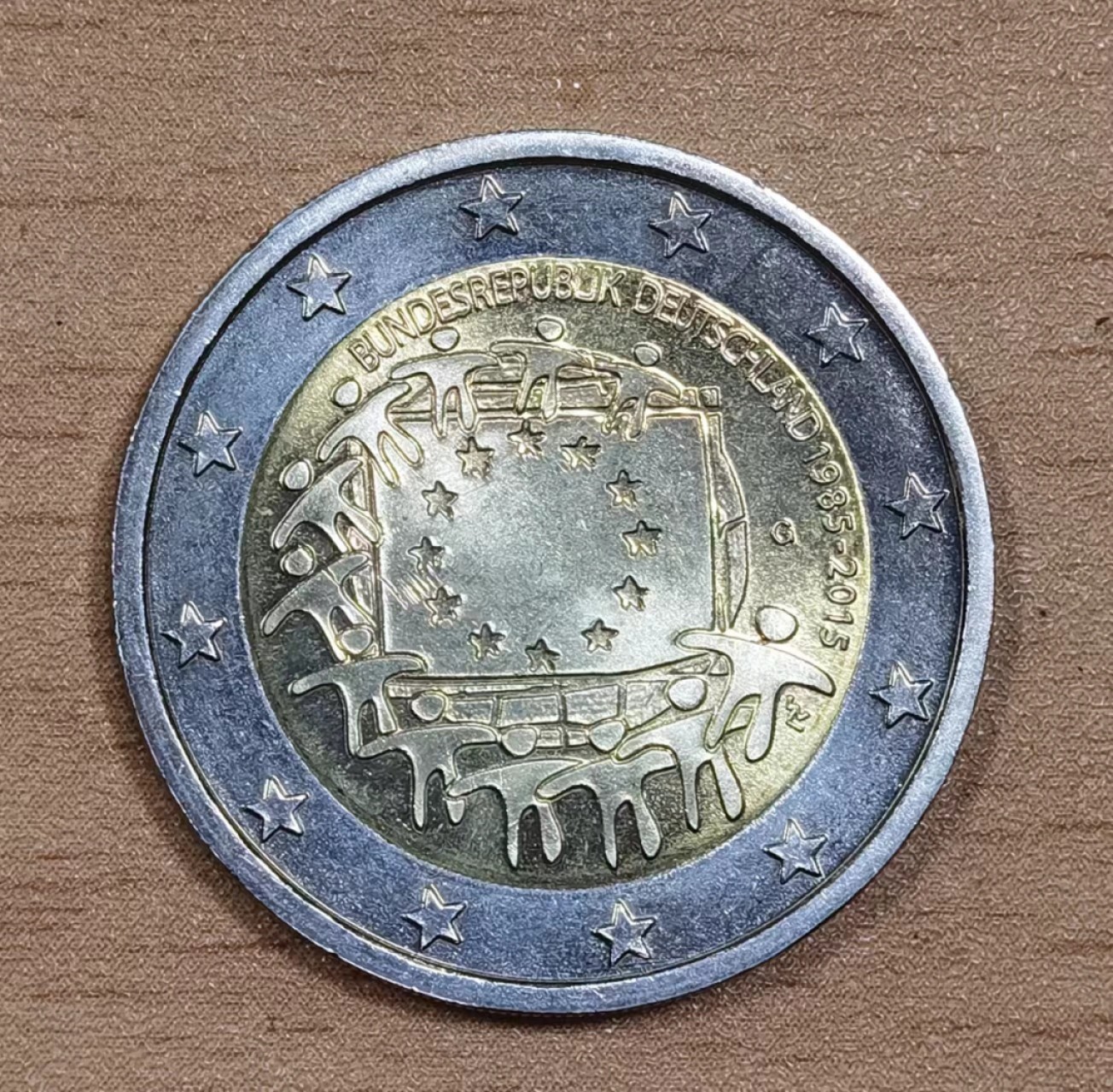 北京马甸外币专卖微拍第七十七期，非贵金属外国纪念币，流通币专场，陆续上新欢迎关注 原光未流通2015年德国2欧元欧盟旗帜30年纪念币