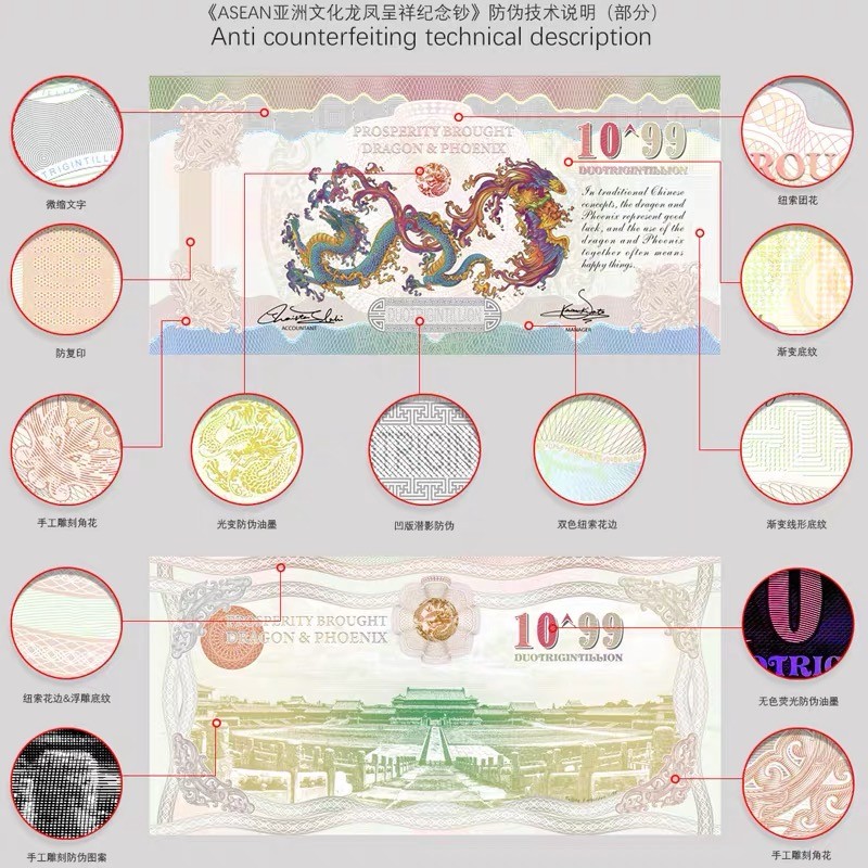 北极狼收藏17$ ASEAN亚洲文化“龙凤呈祥”纪念钞
