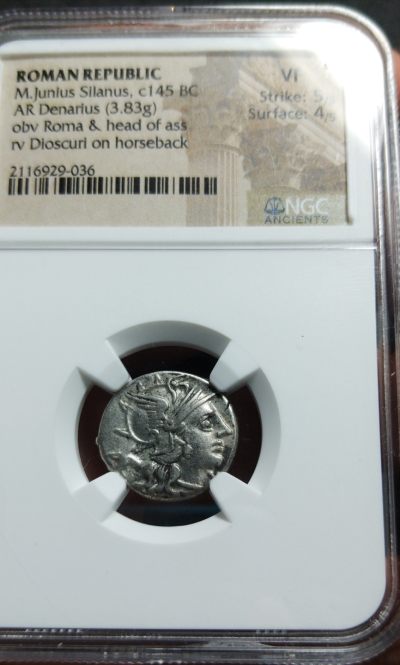 【古罗马币】NGC评级罗马共和时期罗马女神双子座狄奥斯库里兄弟狄纳尔银币  - 【古罗马币】NGC评级罗马共和时期罗马女神双子座狄奥斯库里兄弟狄纳尔银币 