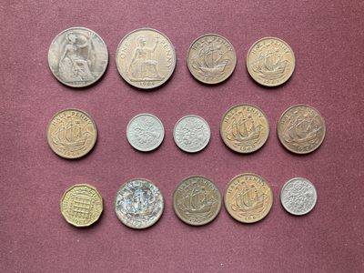 英国老版硬币14枚最早年份从1918年