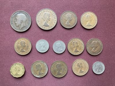 英国老版硬币14枚最早年份从1918年