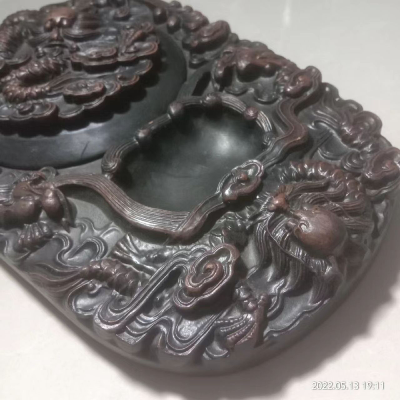 【 中国馬形古硯 】 四字成語「龍馬精神」刻 　澄泥 GINGER掲載商品】 中国馬形古硯 】 四字成語「龍馬精神」刻 澄泥
