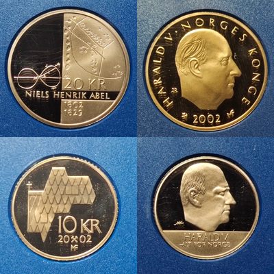0起1加-纯粹捡漏拍-86场包邮 - 挪威2002年官方精制套币-含阿贝尔诞辰200周年精制纪念币
