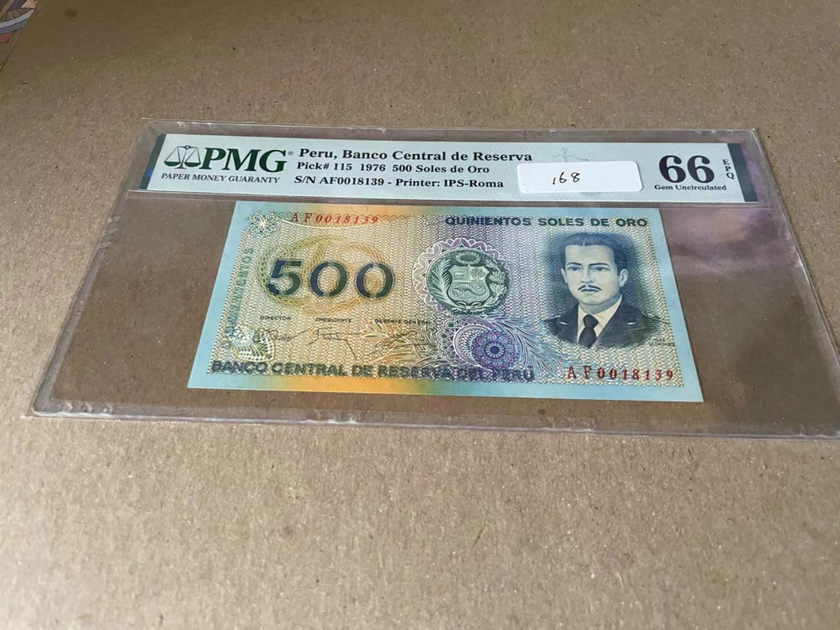  【Blue Auction】世界纸币精拍第187期——印度新金山渣打银行 （共90拍） 秘鲁 1976年500索尔 PMG66EPQ 