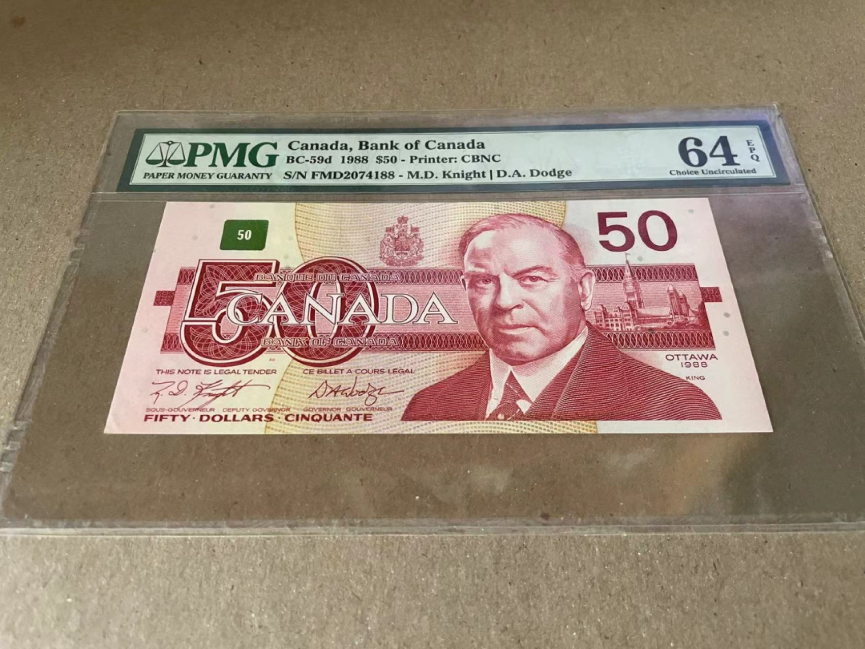  【Blue Auction】世界纸币精拍第187期——印度新金山渣打银行 （共90拍） 加拿大 1988年50元 PMG64EPQ