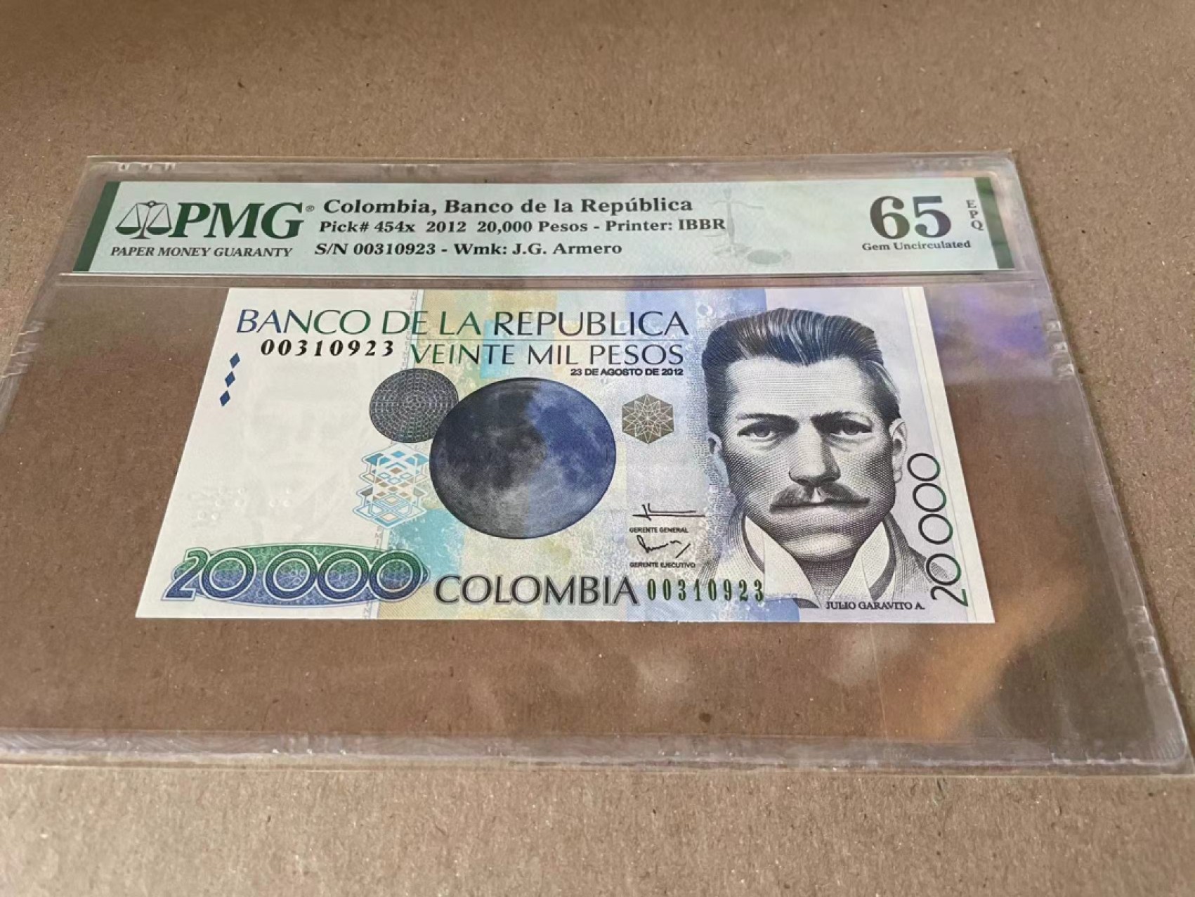  【Blue Auction】世界纸币精拍第187期——印度新金山渣打银行 （共90拍） 哥伦比亚 2012年20000比索 PMG65EPQ 