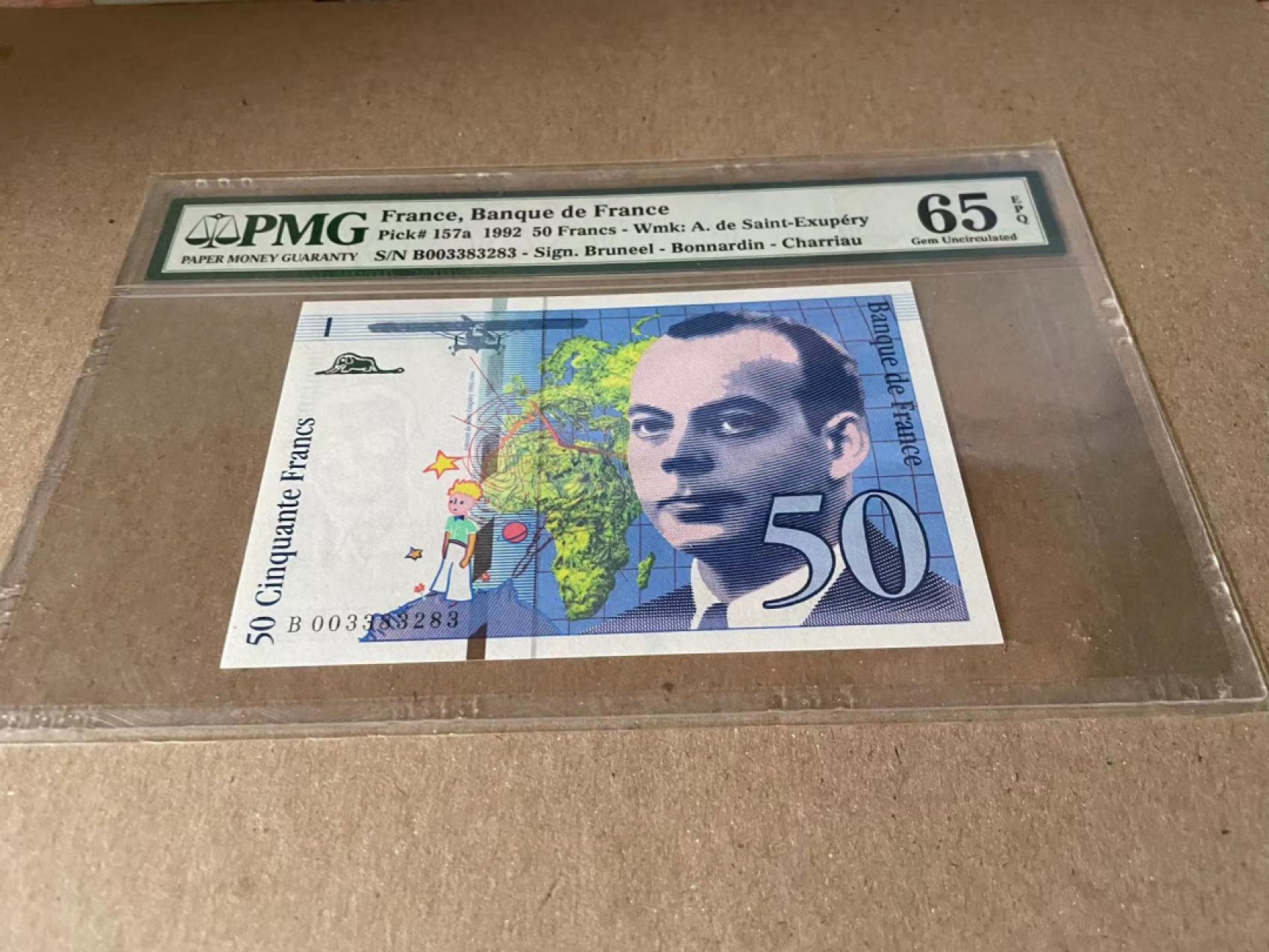  【Blue Auction】世界纸币精拍第187期——印度新金山渣打银行 （共90拍） 法国 1992年50法郎 小王子 PMG65EPQ 