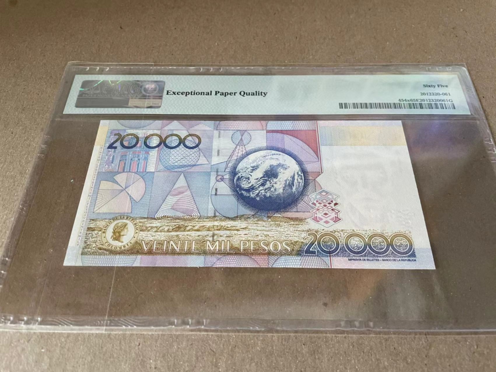  【Blue Auction】世界纸币精拍第187期——印度新金山渣打银行 （共90拍） 哥伦比亚 2012年20000比索 PMG65EPQ 