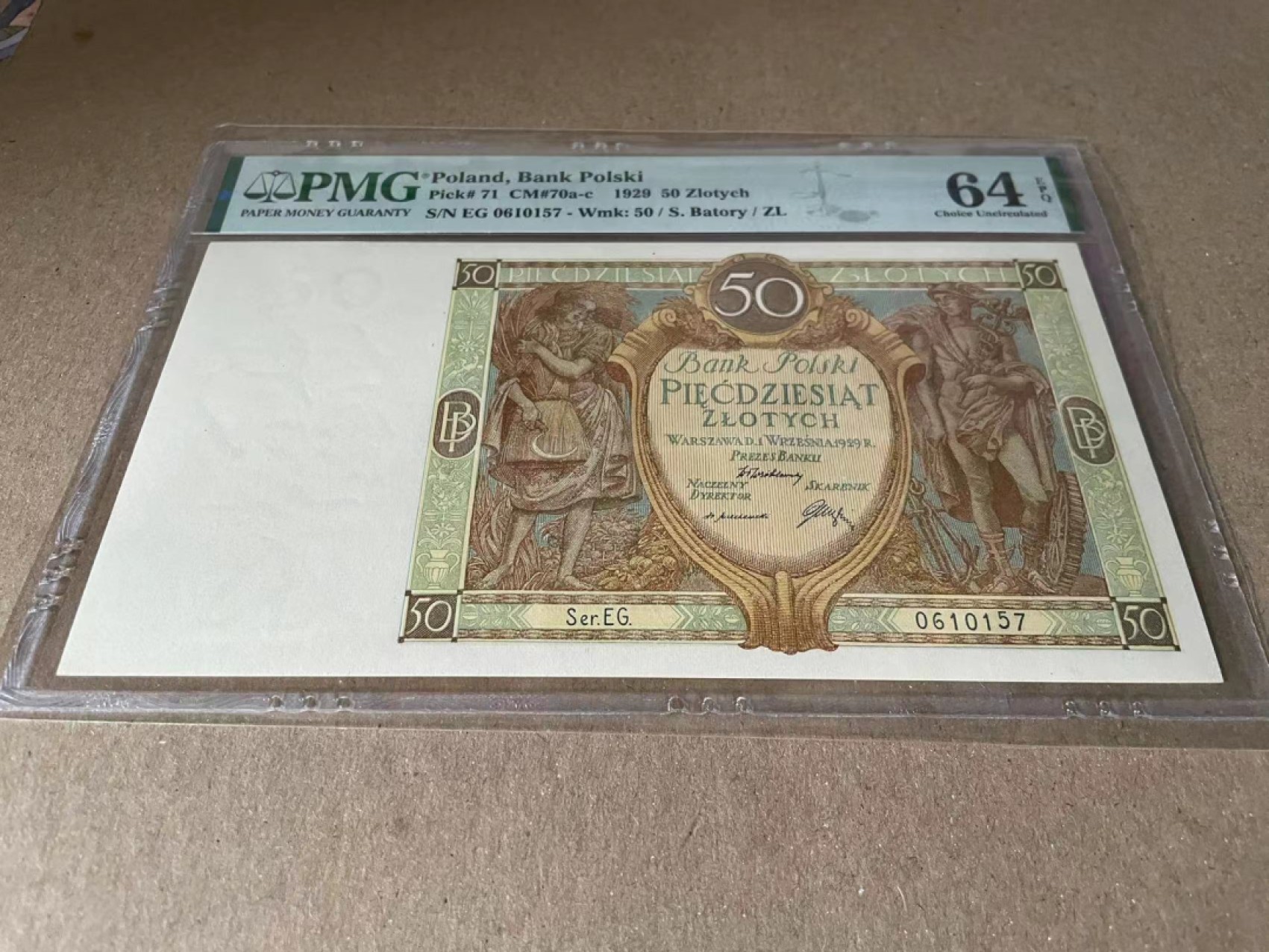  【Blue Auction】世界纸币精拍第187期——印度新金山渣打银行 （共90拍） 波兰 1929年50扎罗提 PMG64EPQ