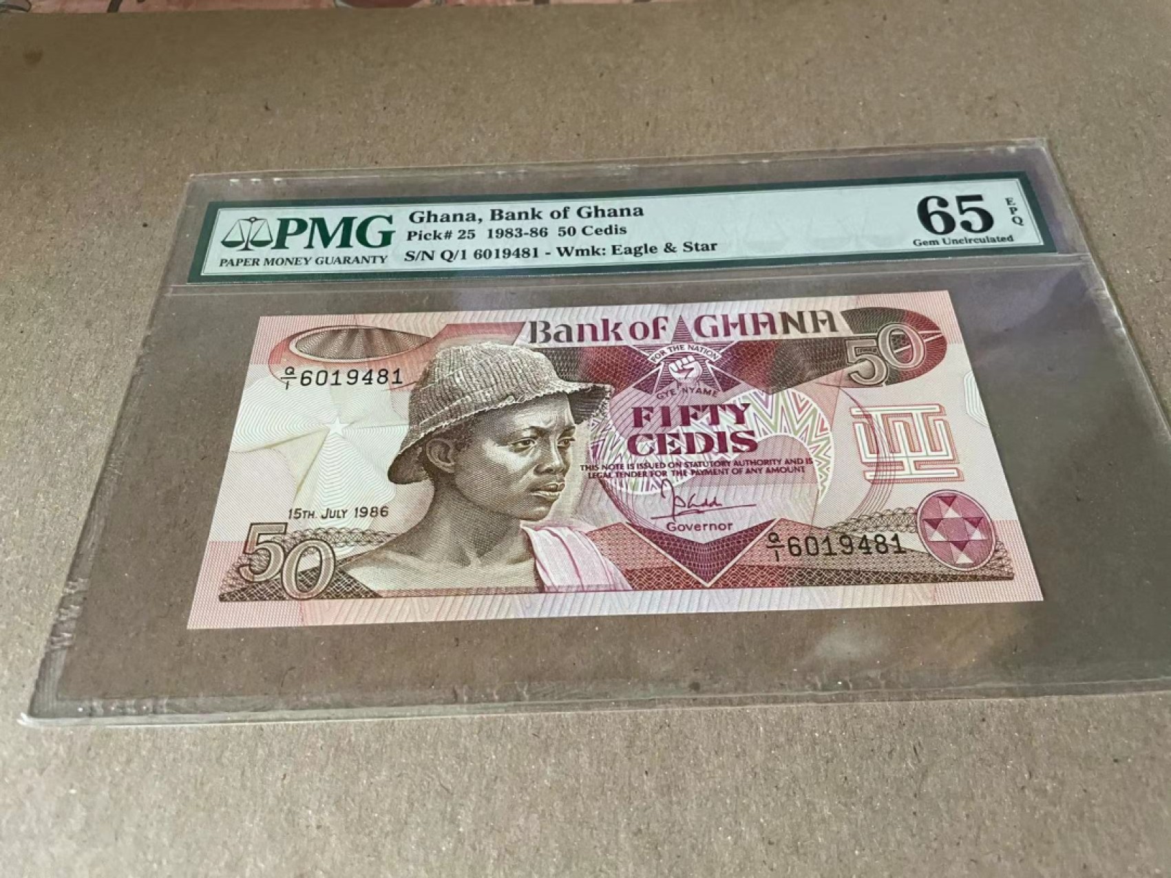  【Blue Auction】世界纸币精拍第187期——印度新金山渣打银行 （共90拍） 加纳 1983-86年50塞地 PMG65EPQ