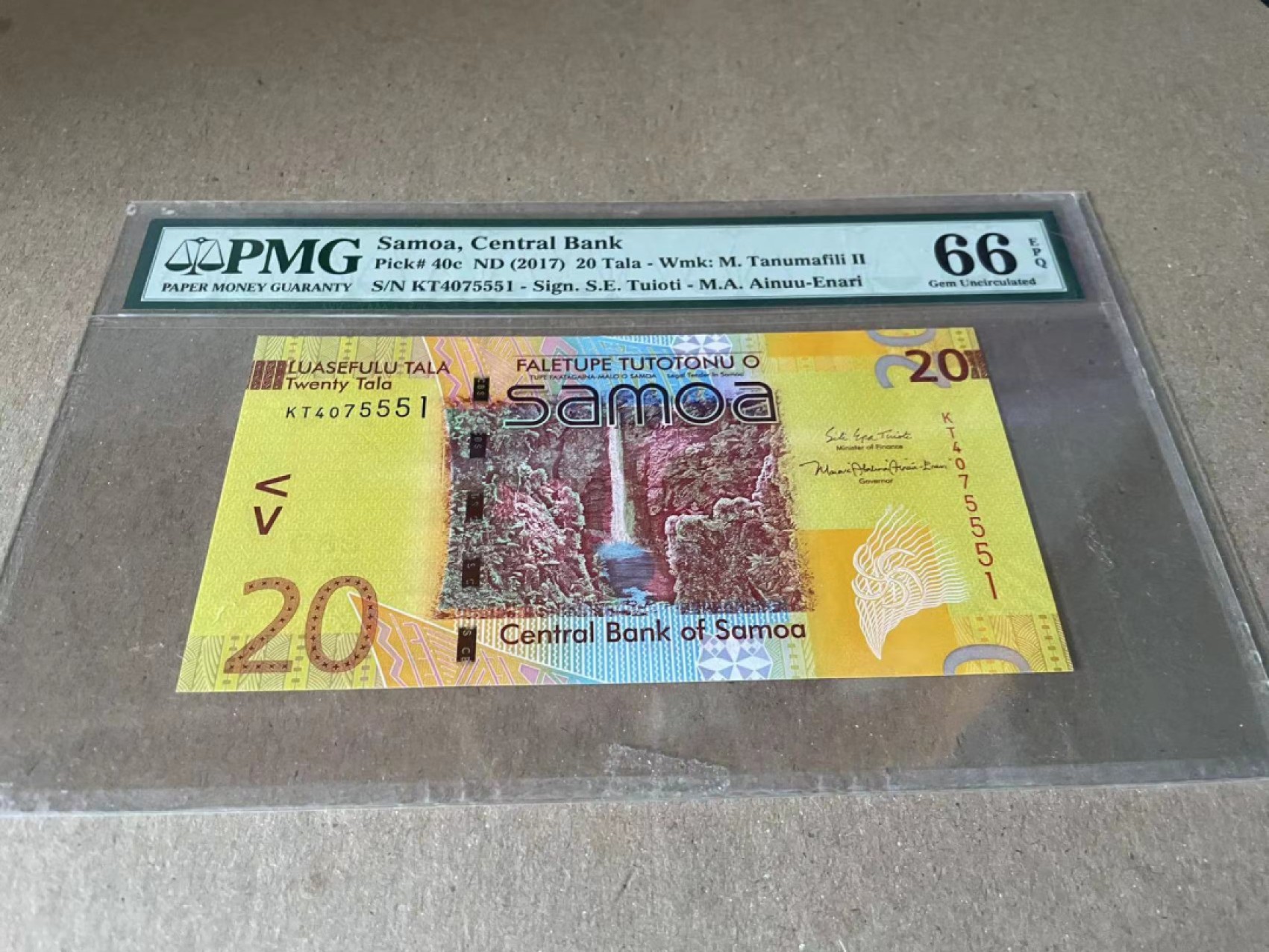  【Blue Auction】世界纸币精拍第187期——印度新金山渣打银行 （共90拍） 萨摩亚 2017年20塔拉 PMG66EPQ 