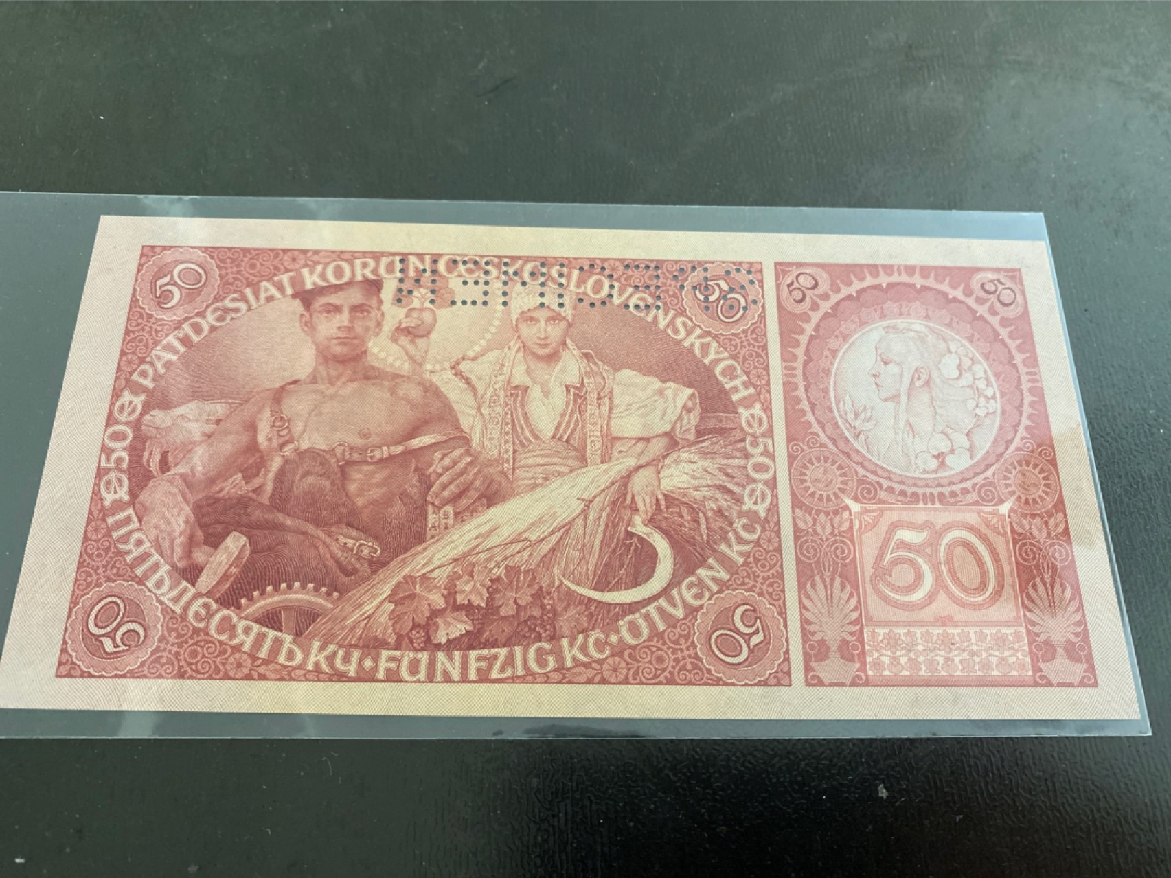 收藏联盟164期拍卖 综合场今晚七点开拍 漏还很多等您来 捷克斯洛伐克50克朗 全新样钞