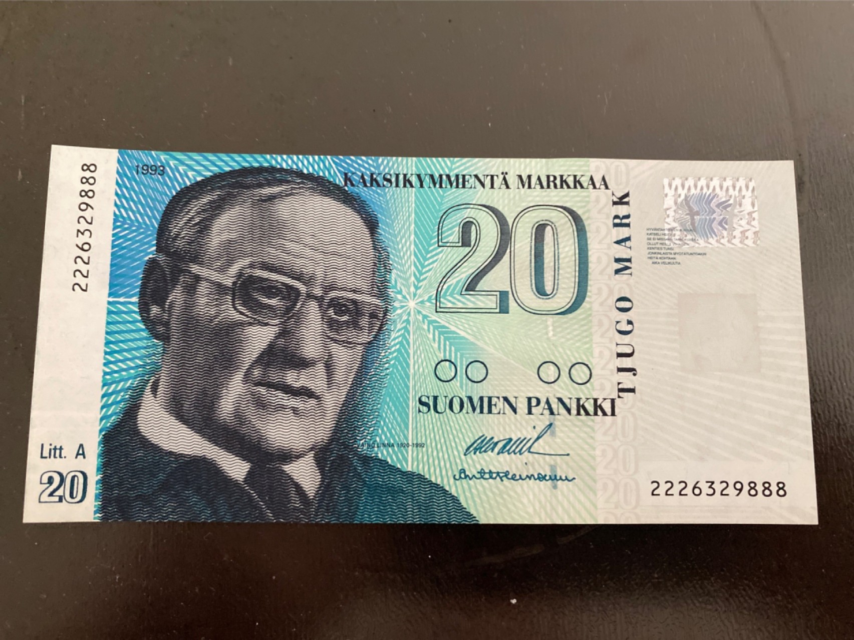 收藏联盟164期拍卖 综合场今晚七点开拍 漏还很多等您来 1993年芬兰20马克 全新全程无47尾888靓号