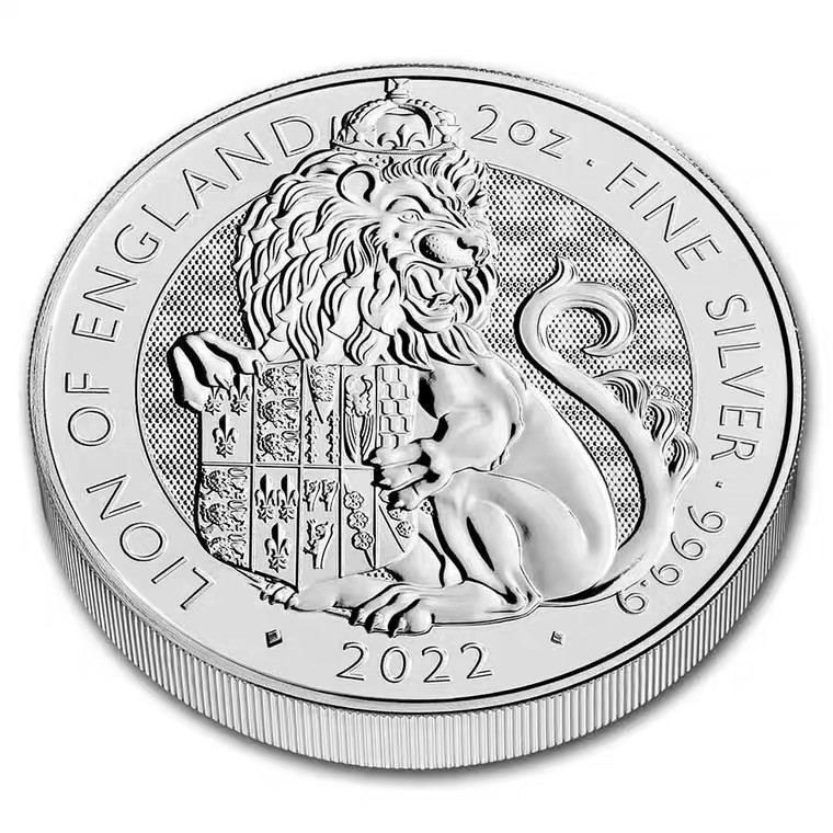 世界金银币专拍场 现货 英国2022年都铎王朝野兽系列英格兰狮子2盎司银币 外国银币