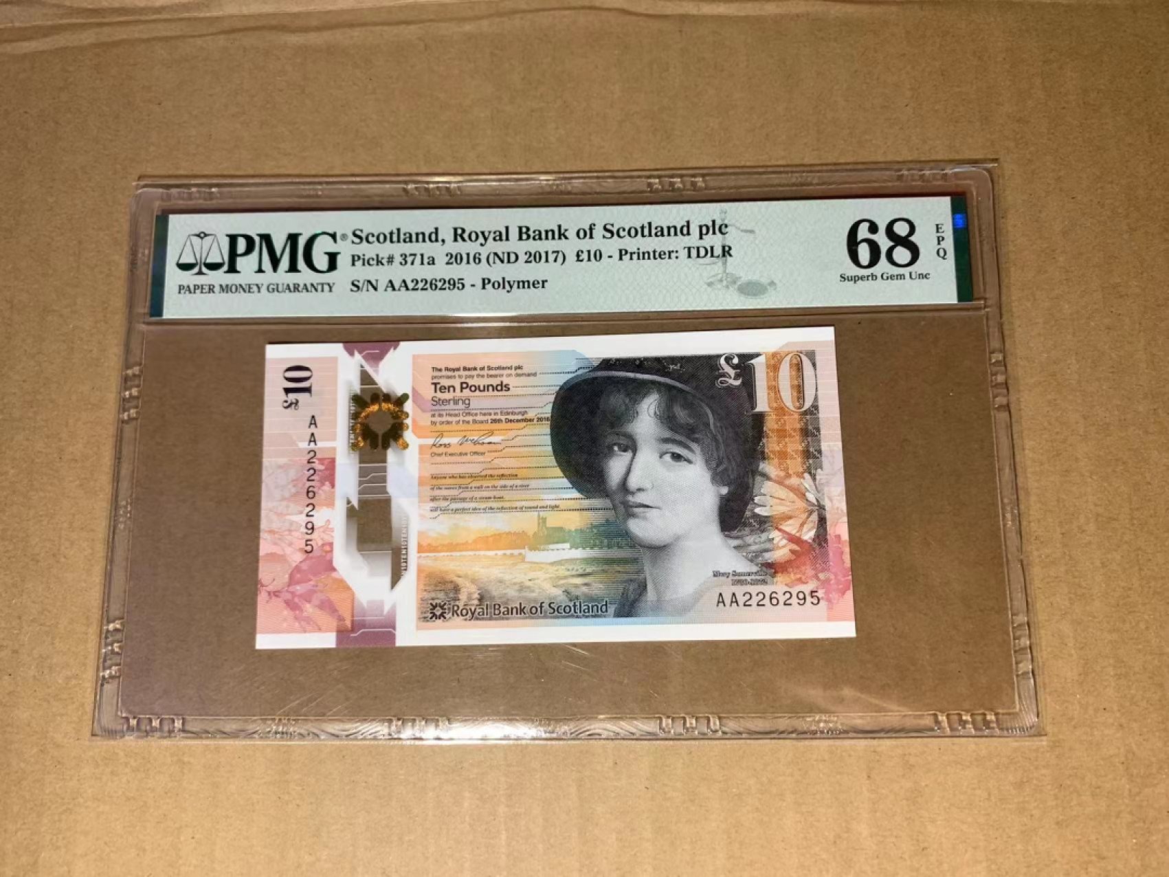  【Blue Auction】世界纸币精拍第187期——印度新金山渣打银行 （共90拍） 【AA冠无47】苏格兰 2016年10镑 PMG68EPQ高分