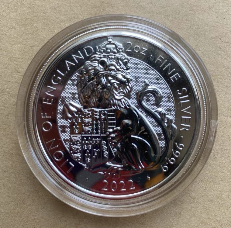 世界金银币专拍场 现货 英国2022年都铎王朝野兽系列英格兰狮子2盎司银币 外国银币