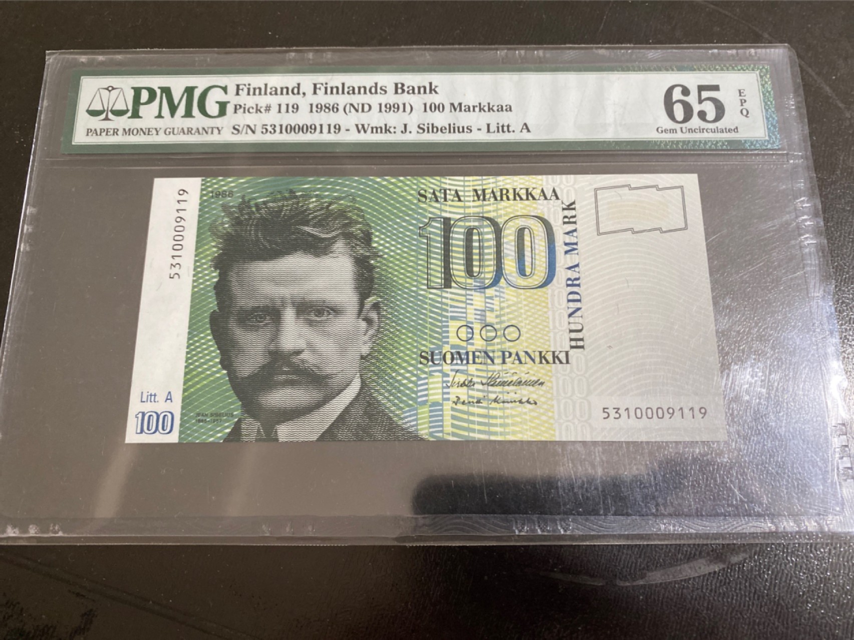 收藏联盟164期拍卖 综合场今晚七点开拍 漏还很多等您来 1986年芬兰100马克 PMG65E