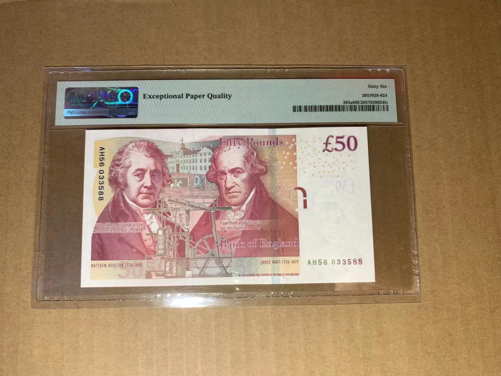  【Blue Auction】世界纸币精拍第187期——印度新金山渣打银行 （共90拍） 【无47 88尾】英国 2011年50镑 PMG66EPQ 