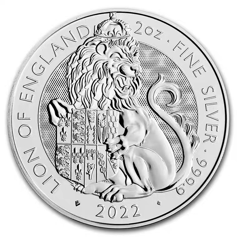 世界金银币专拍场 现货 英国2022年都铎王朝野兽系列英格兰狮子2盎司银币 外国银币