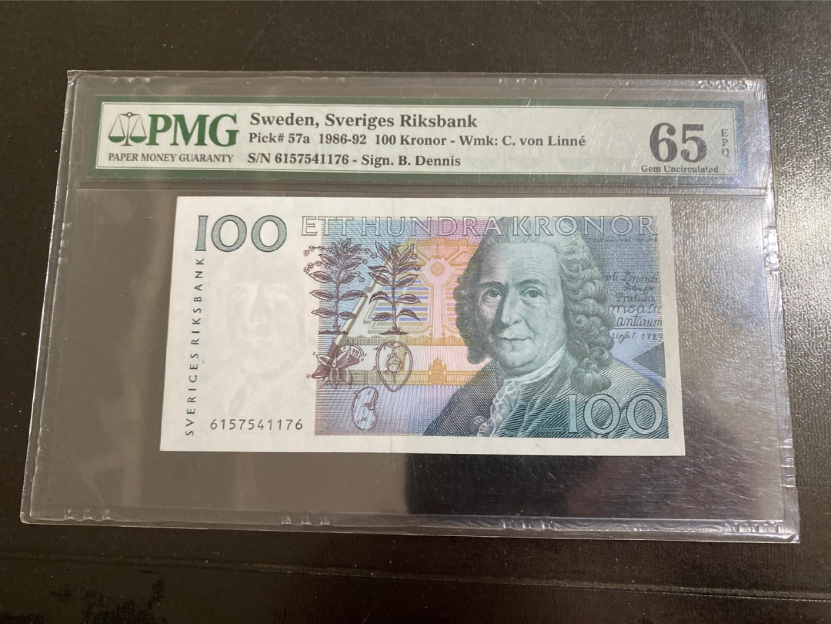 收藏联盟164期拍卖 综合场今晚七点开拍 漏还很多等您来 1986年瑞典100克朗 大头版初版 PMG65E