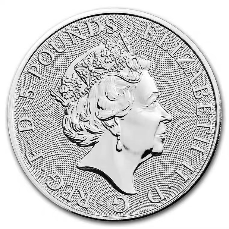 世界金银币专拍场 现货 英国2022年都铎王朝野兽系列英格兰狮子2盎司银币 外国银币