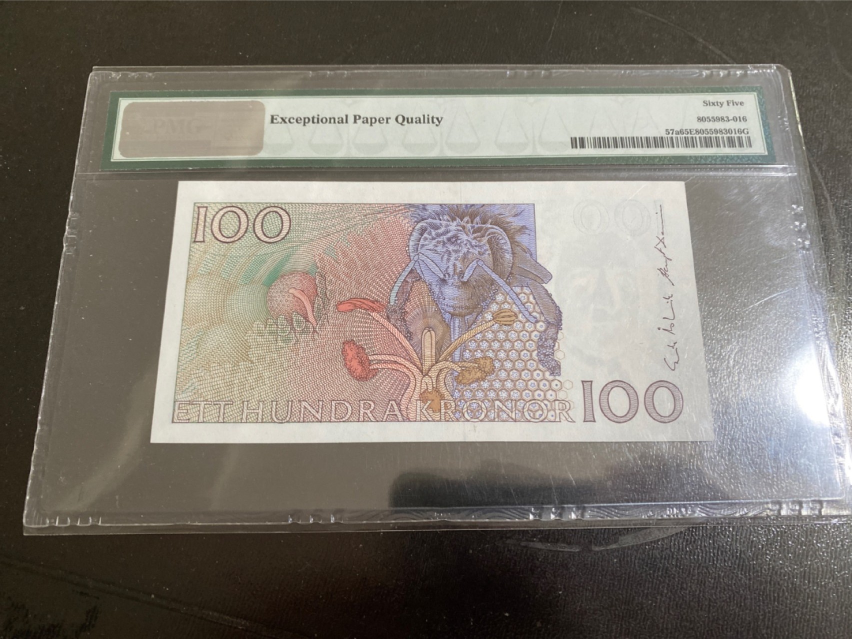 收藏联盟164期拍卖 综合场今晚七点开拍 漏还很多等您来 1986年瑞典100克朗 大头版初版 PMG65E