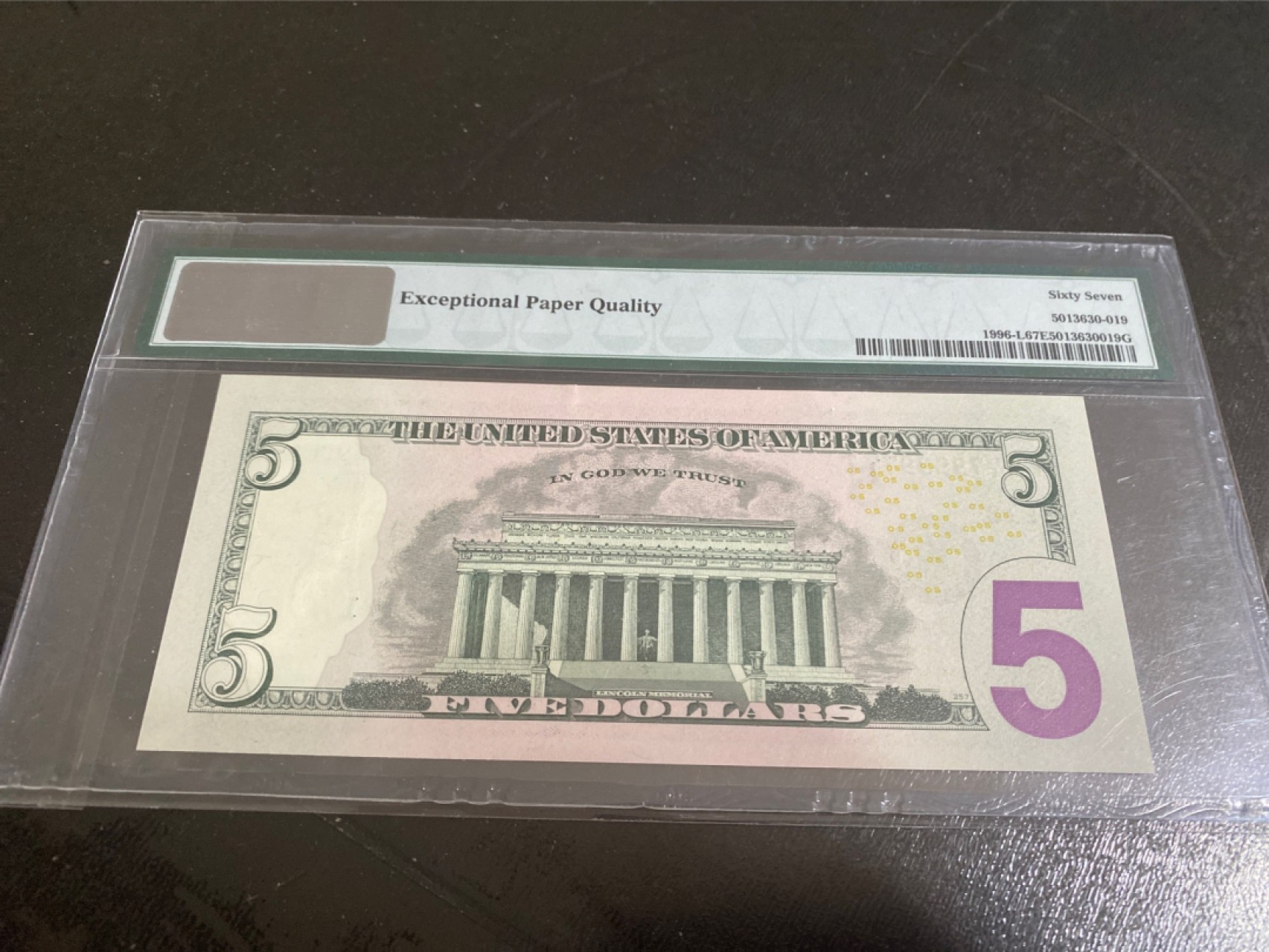 收藏联盟165期拍卖 综合场大拍 欢迎送拍 大拍佣金有返还哦 2013年美国5元 雷达号码 PMG67E