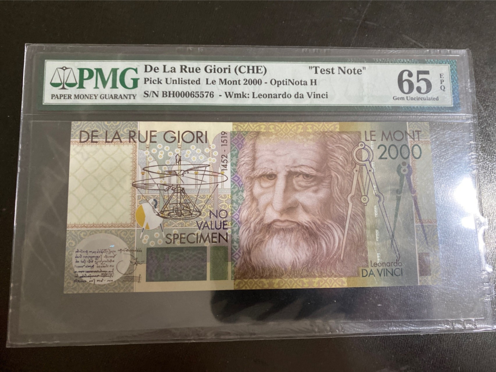 收藏联盟164期拍卖 综合场今晚七点开拍 漏还很多等您来 2000年德纳罗达芬奇测试钞 PMG65E