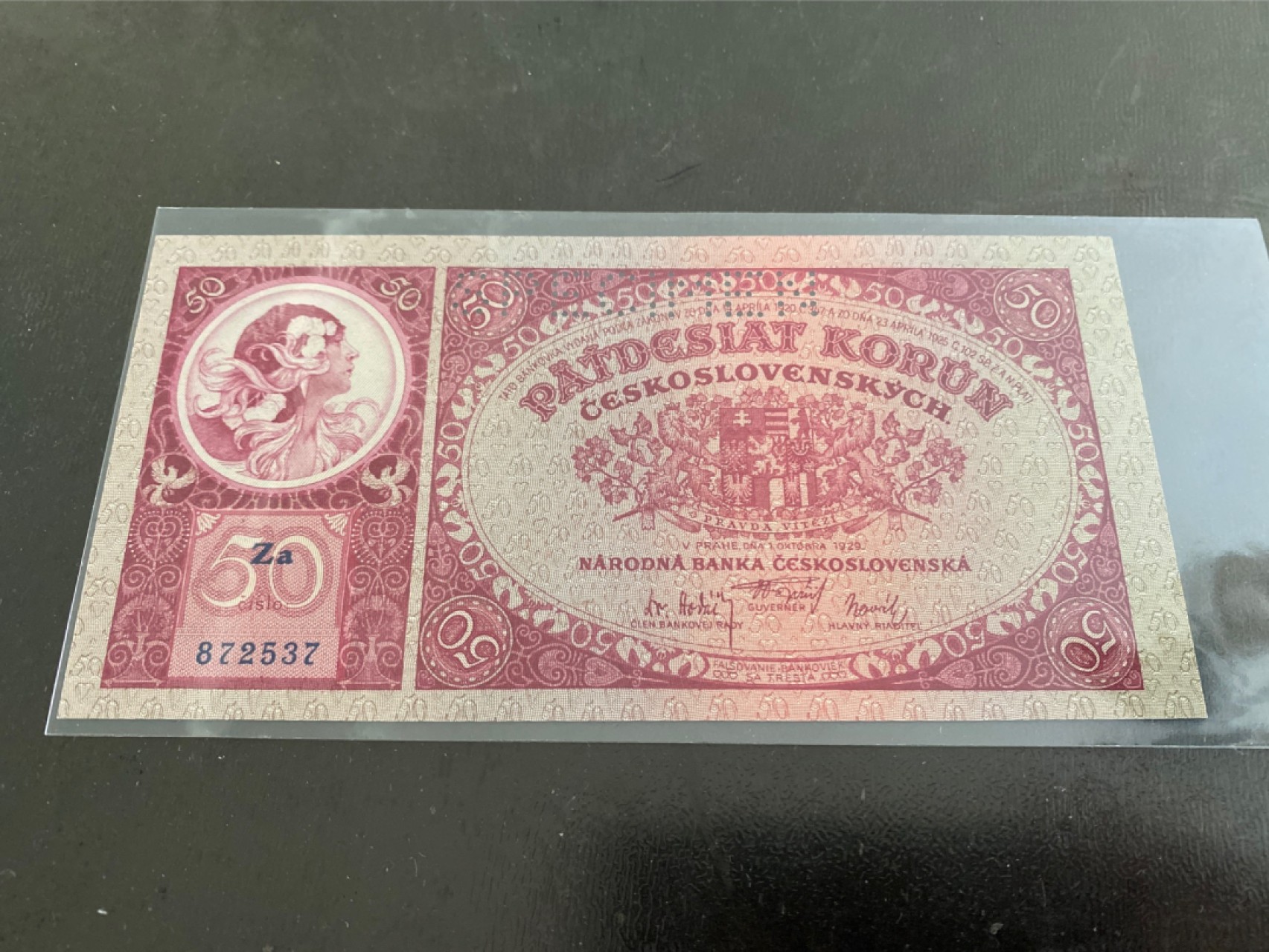 收藏联盟164期拍卖 综合场今晚七点开拍 漏还很多等您来 捷克斯洛伐克50克朗 全新样钞