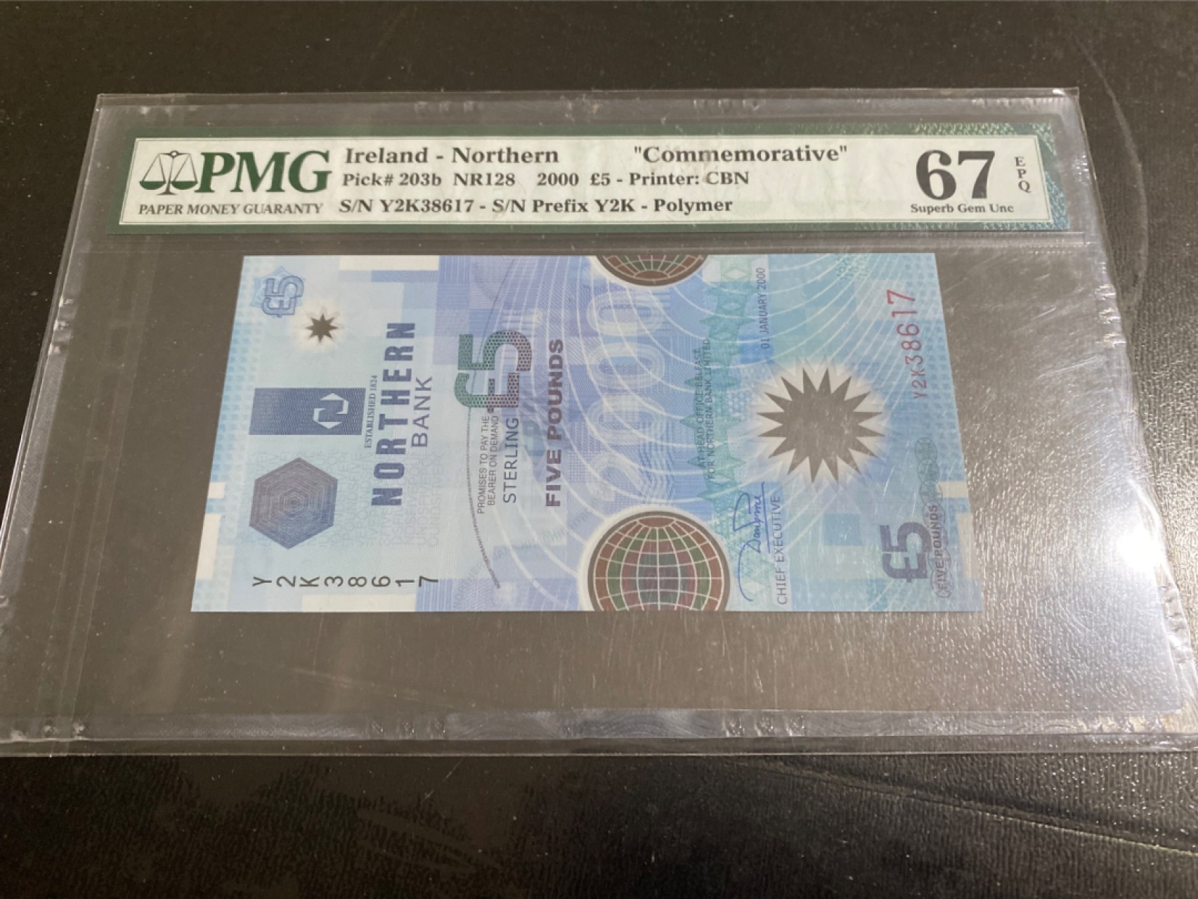 收藏联盟165期拍卖 综合场大拍 欢迎送拍 大拍佣金有返还哦 2000年北爱尔兰新千年纪念钞 PMG67E