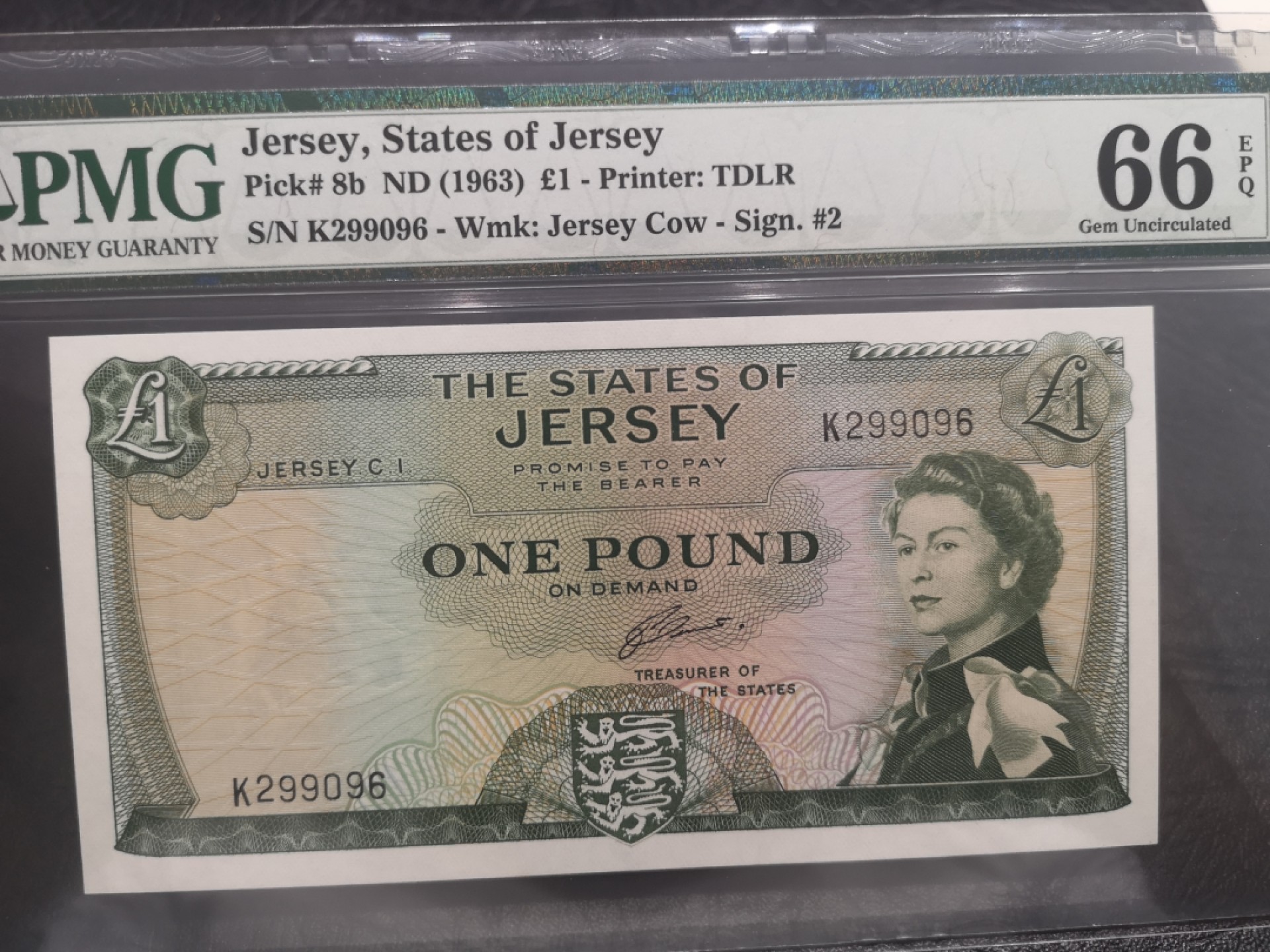 《外钞收藏家》第一百八十期拍卖 1963年泽西1镑 PMG66 无47靓号