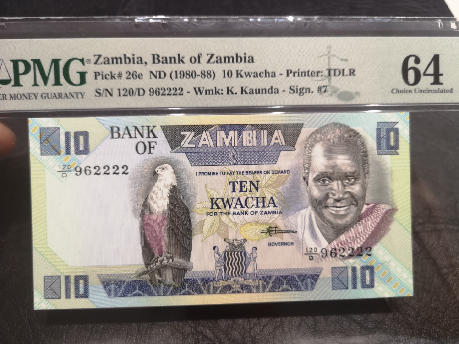 《外钞收藏家》第一百八十期拍卖 1980-88年赞比亚10 PMG64 无47 狮子号2222