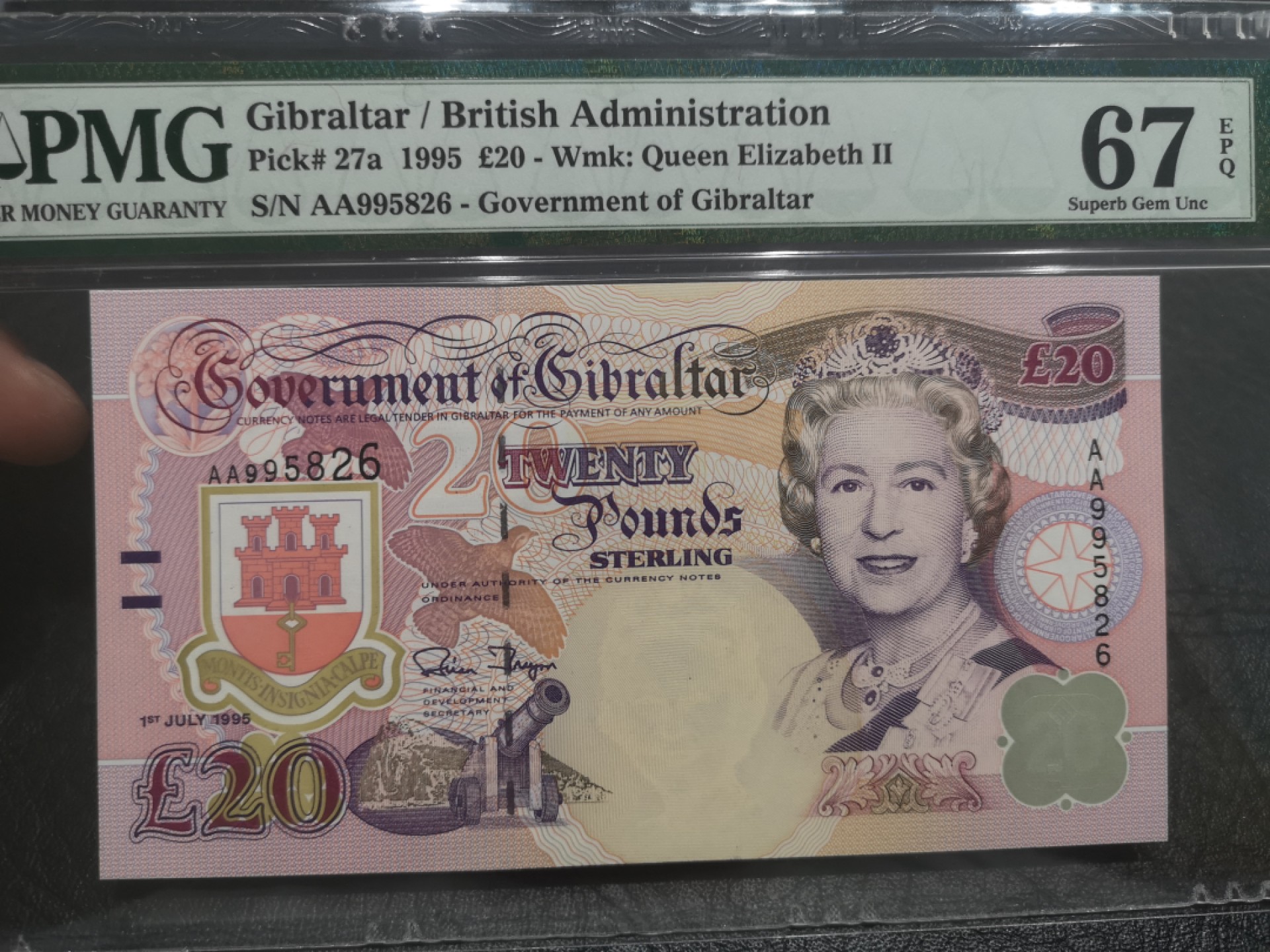 《外钞收藏家》第一百八十期拍卖 1995年直布罗陀20镑 AA冠 PMG67 无47
