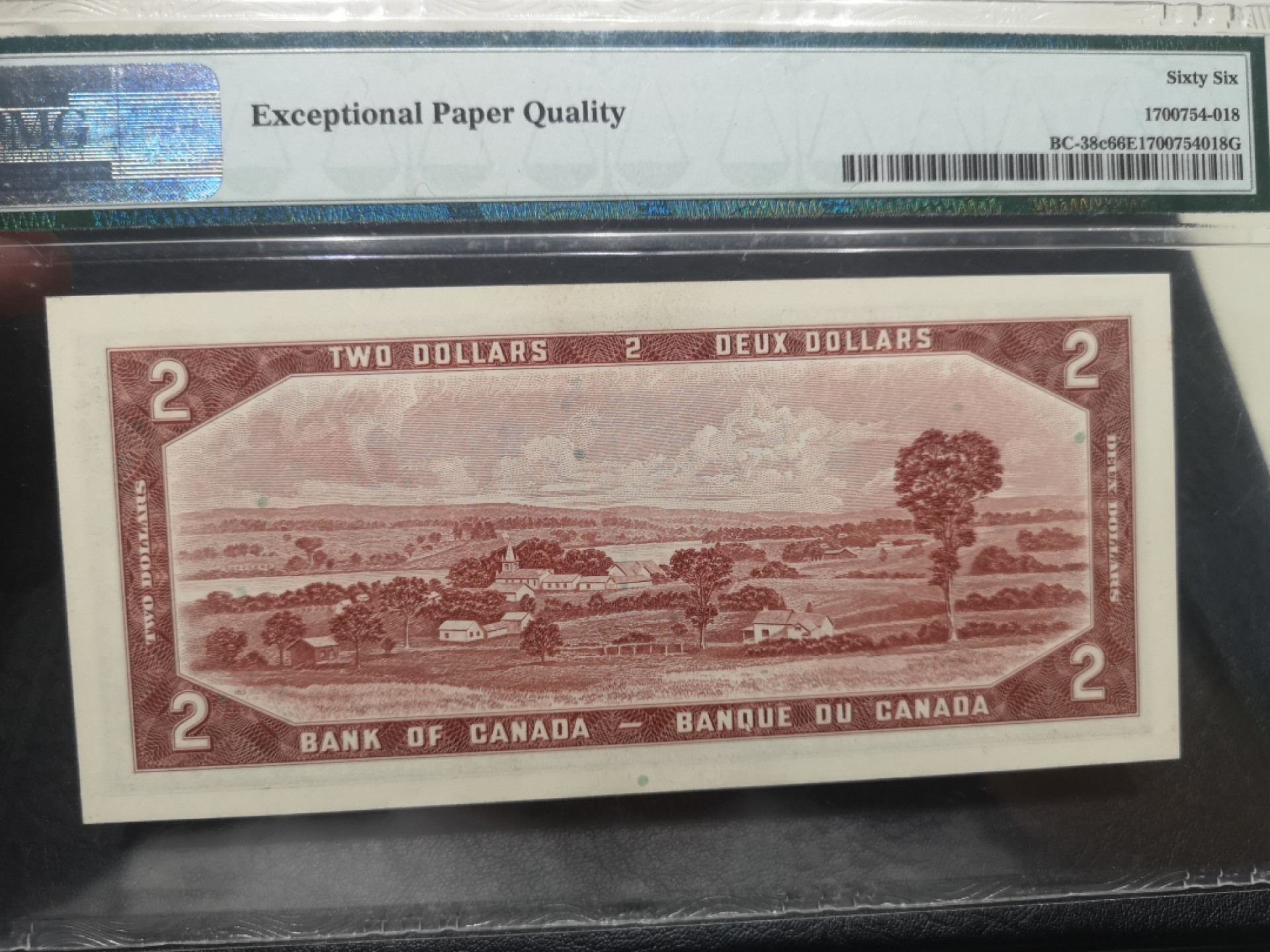《外钞收藏家》第一百八十期拍卖 1954年加拿大风景版2刀 PMG66