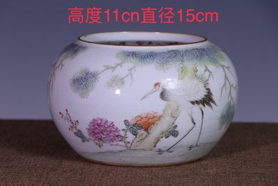 松鹤延年粉彩文房笔洗 - 松鹤延年粉彩文房笔洗