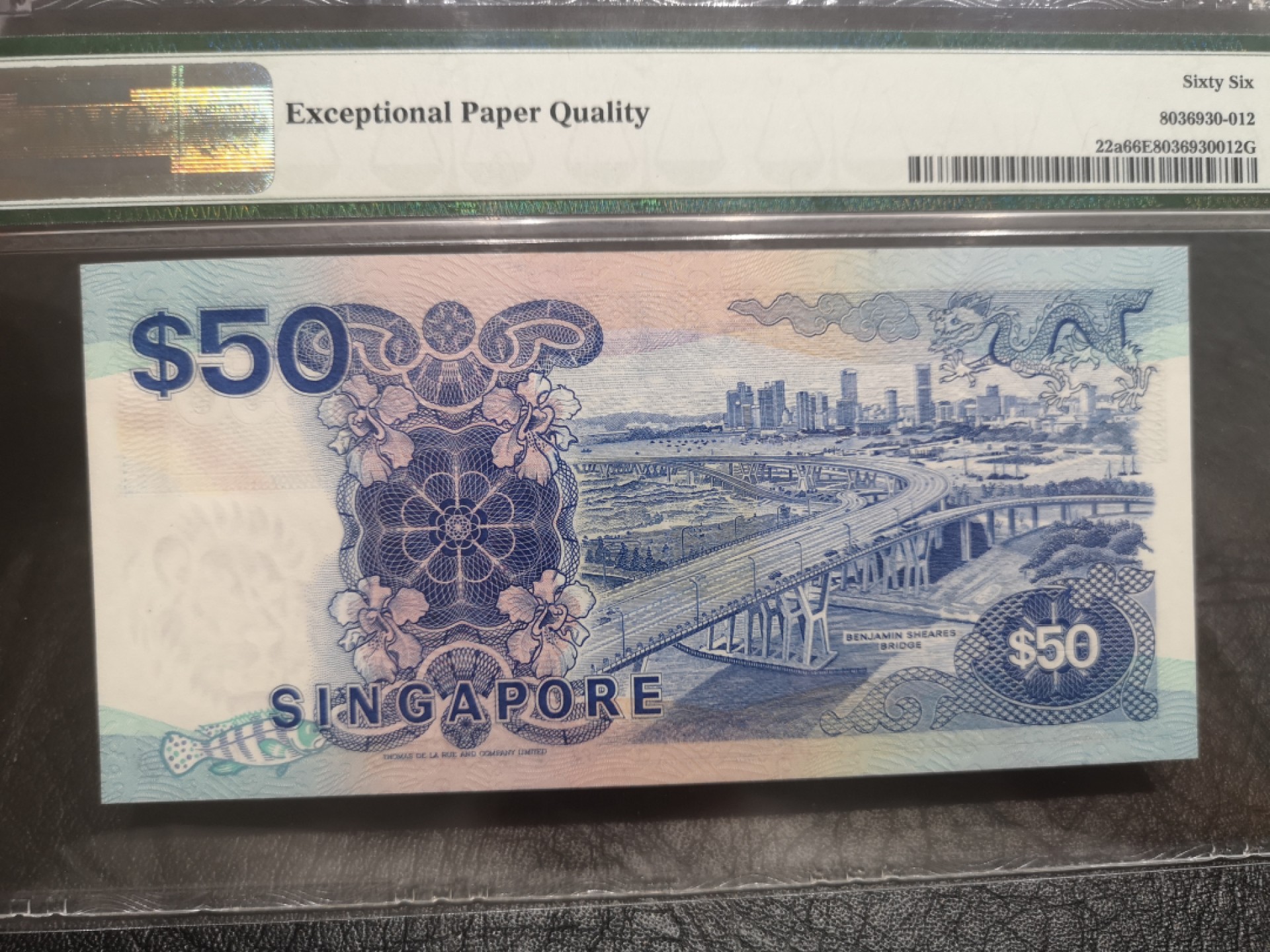 《外钞收藏家》第一百八十期拍卖 1987年新加坡船版50元 PMG66 无47