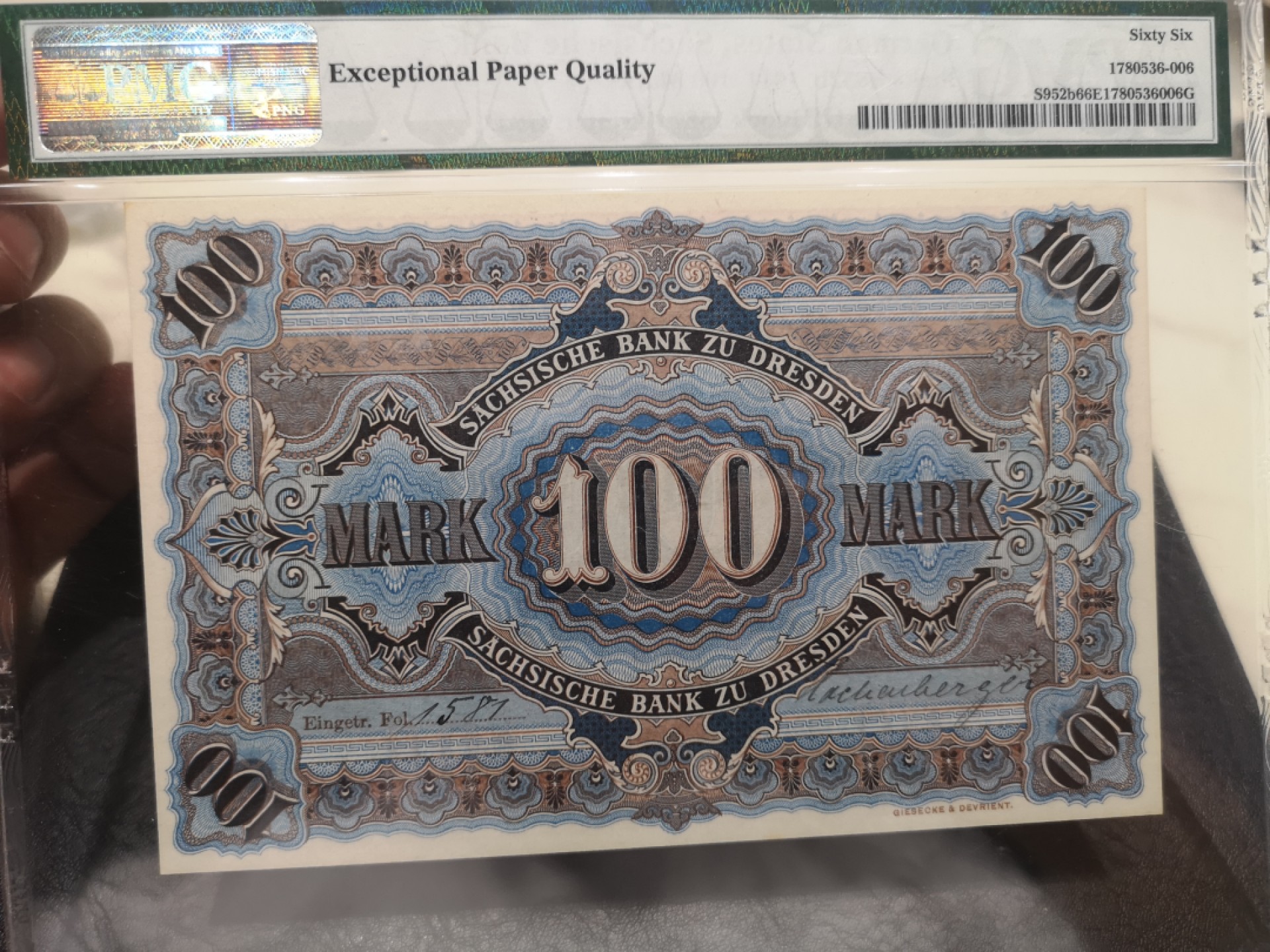 《外钞收藏家》第一百八十期拍卖 1911德国100马克 PMG66 大票幅