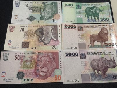 《外钞收藏家》第一百八十期拍卖 - 南非和坦桑尼亚两个3张小套 全新UNC