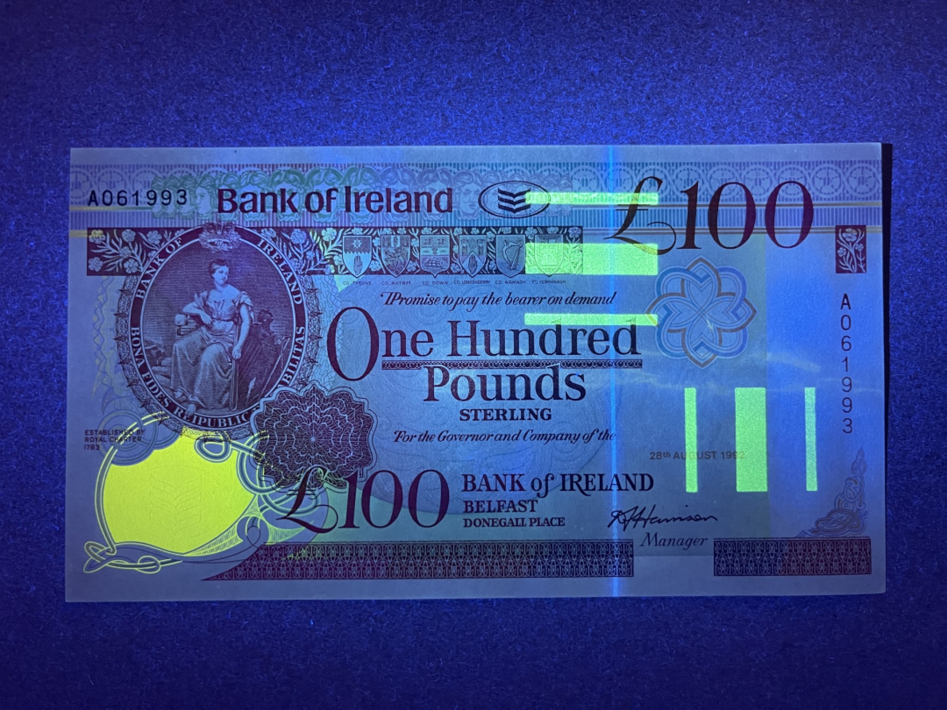 《张总收藏》60期——最美外币 北爱尔兰100镑 UNC 1992年初版 A0冠 爱尔兰银行