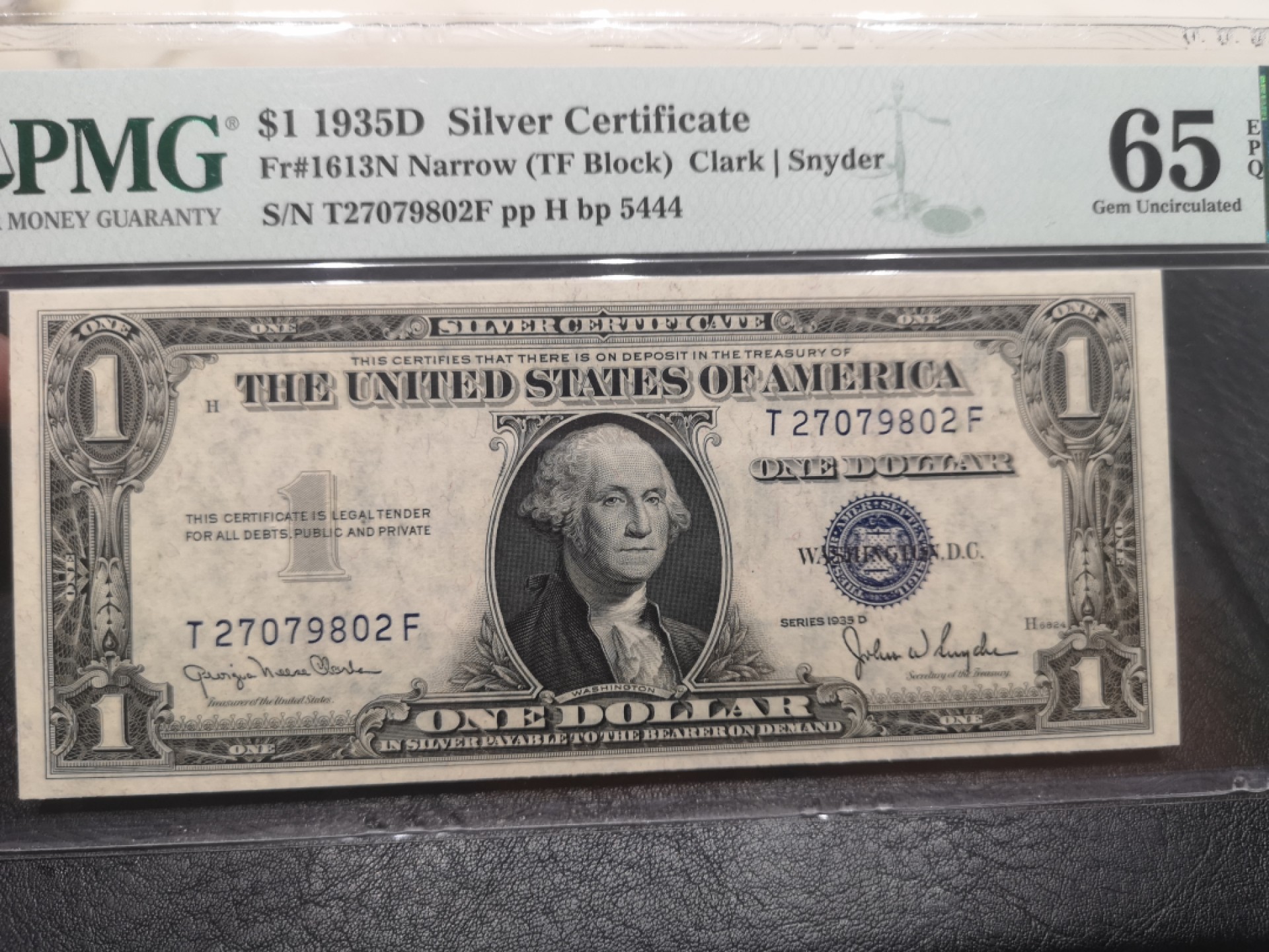 《外钞收藏家》第一百八十期拍卖 1935年1美元 蓝库印 PMG65