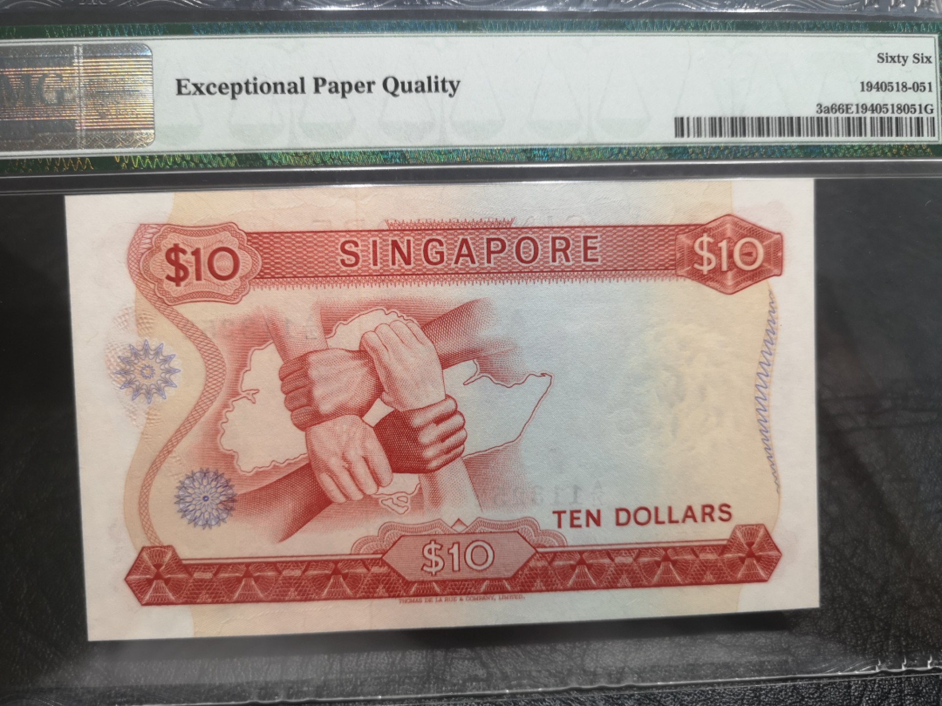 《外钞收藏家》第一百八十期拍卖 1967年新加坡花版10元 PMG66 无47