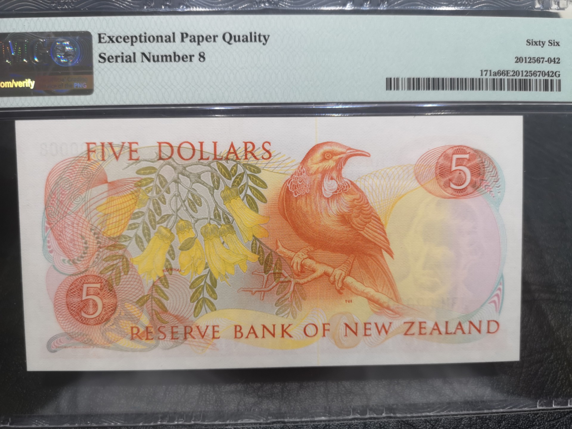 《外钞收藏家》第一百八十期拍卖 1981-85年新西兰5刀 PMG66 BWC作品 8号超小号