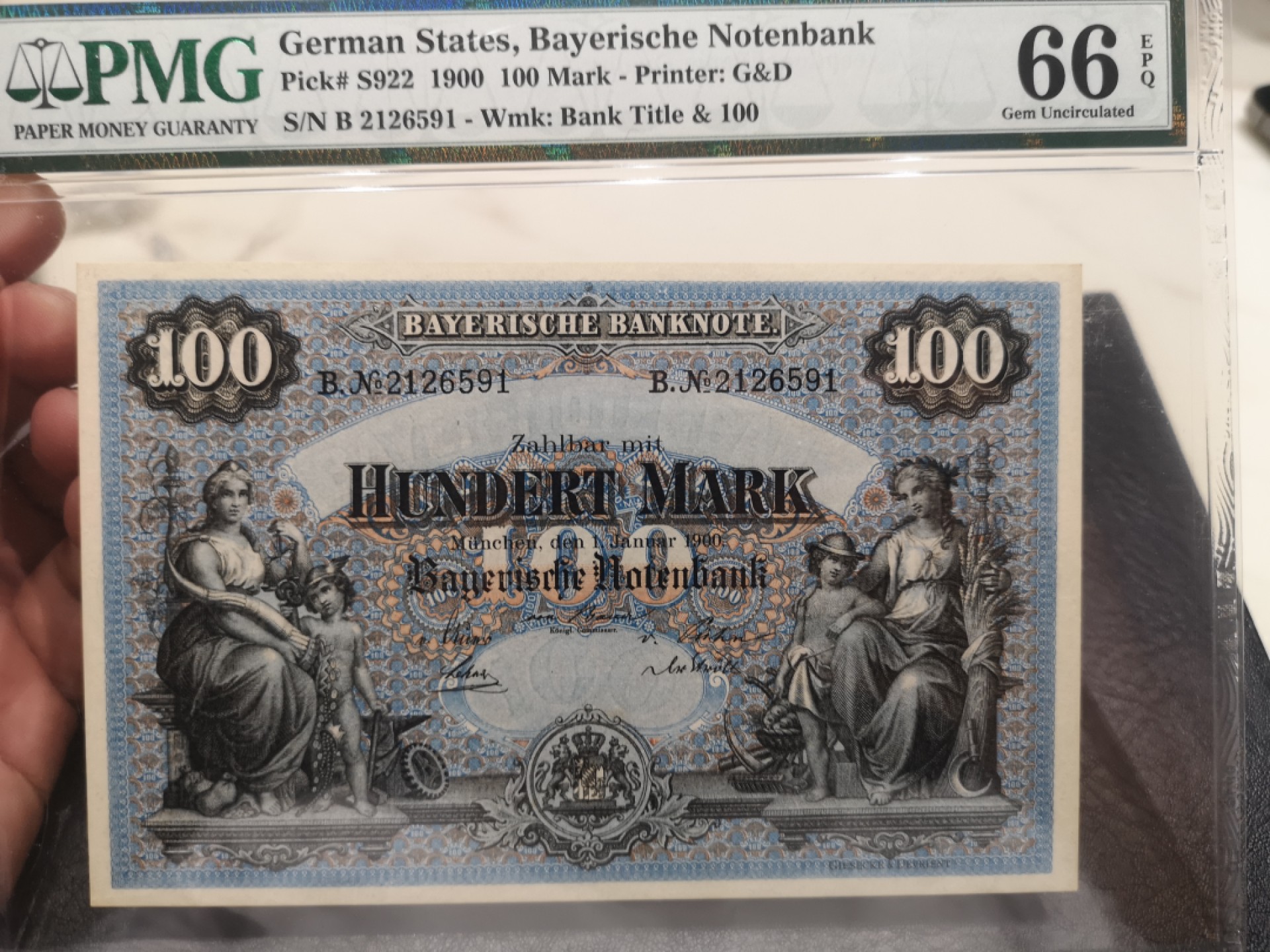 《外钞收藏家》第一百八十期拍卖 1900德国100马克 PMG66 大票幅 无47
