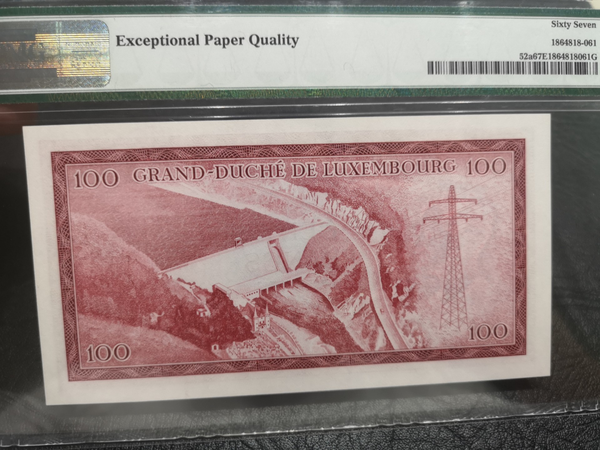 《外钞收藏家》第一百八十期拍卖 1963年卢森堡100克朗 PMG67 无47 靓号