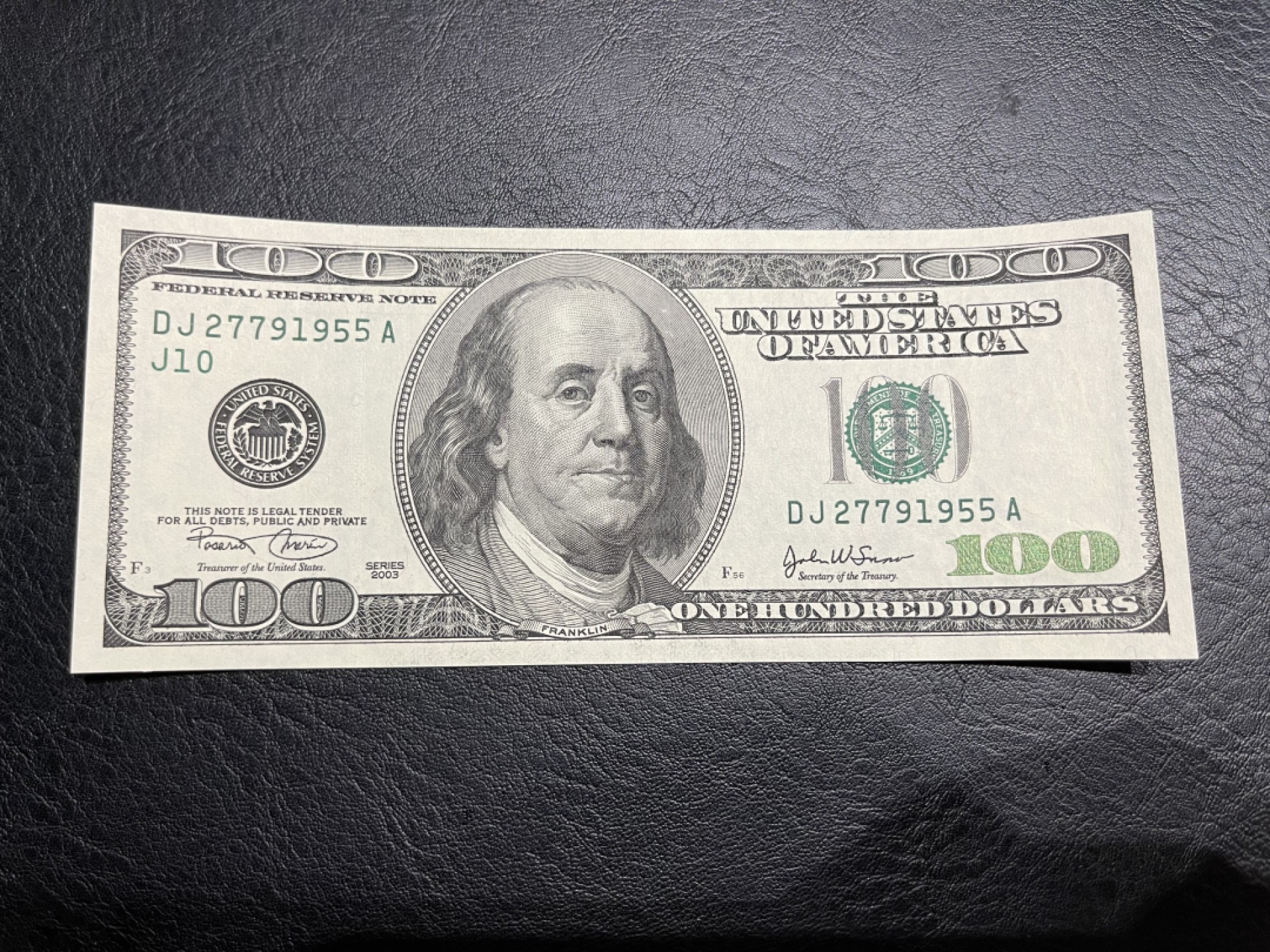 《外钞收藏家》第一百八十期拍卖 2003年100美元 大头版 全新