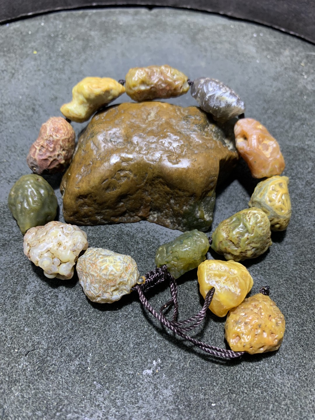 精美大颗粒筋脉石原石手工编织手串一条