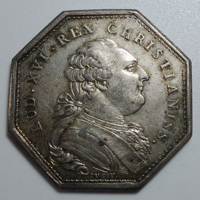 【雨安收藏】第017期 世界各国币章 0元起 晚上7:20 - 章France	法国1780年路易十八神职人员大会八角银章 12.7克